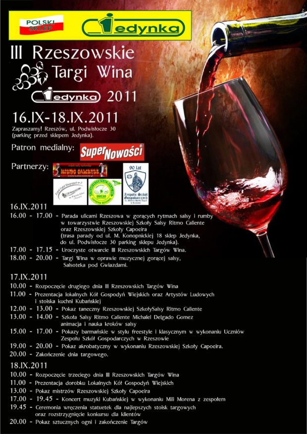 plakat III rzeszowskie targi wina, 3 Rzeszowskie Targi wina, www.winnica-dolinasanu.pl #WinnicaDolinaSanu #IIIRzeszowskieTargiWina