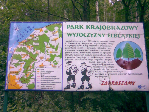 Park Krajobrazowu Wysoczyzny Elbląskiej - tablica informacyjna z mapką
