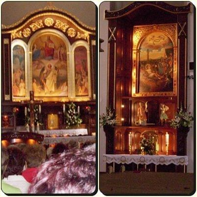 Odpust w mojej parafii,z prawej strony św. Wawrzyniec ołtarz ze starego kościoła,właśnie 10 .08. obchodzimy odpust.Z lewej strony nasz główny ołtarz św. Michała ,którego odpust obchodzimy 29.09.