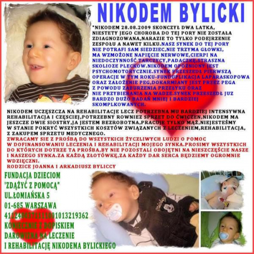 Nikodem Bylicki - opóźnienie psychoruchowe, zespół cech dysmorficznych, niedoczynność tarczycy, zaburzenia połykania, niedobór masy ciała --- http://pomagamy.dbv.pl/ #NikodemArkadiuszBylicki #OpóźnieniePsychoruchowe #pomagamydbvpl #pomoc