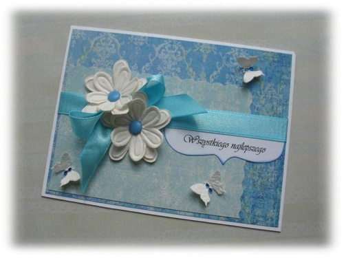 Niebieskie życzenia #Kartka #życzenia #kwiaty
