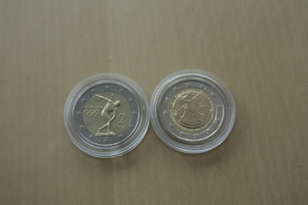 dwa euro z Grecji #dyskobol #euro #Grecja #Maraton #monety #spartiata