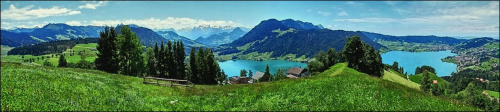 panorama 180 stopni. Jezioro Agerisee - Szwajcaria. #krajobrazy